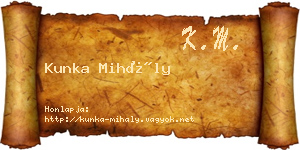 Kunka Mihály névjegykártya